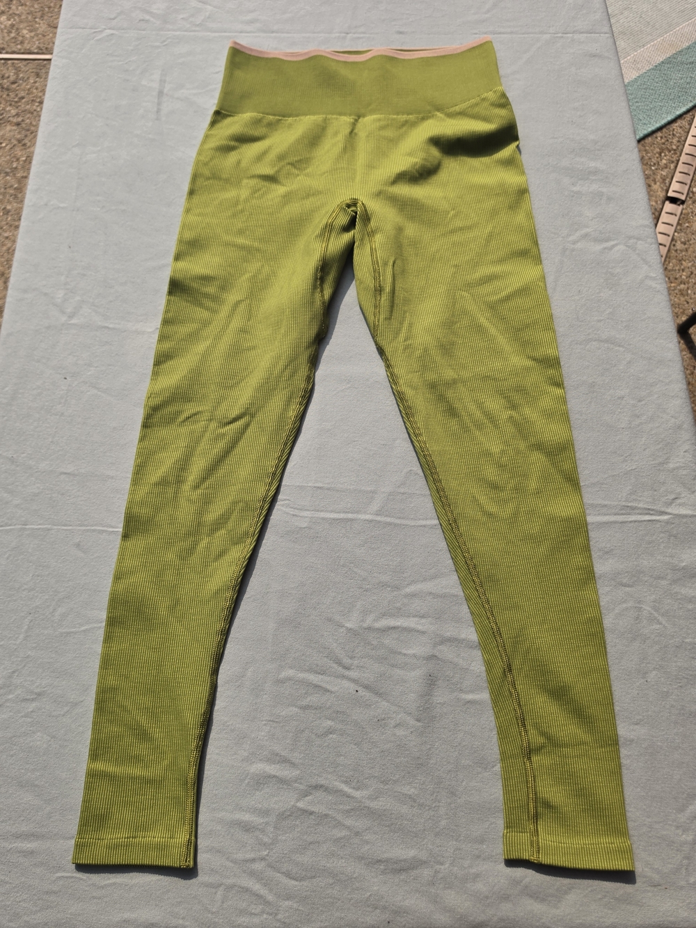 Outdoor Voices Olive Green Ribbed Leggings